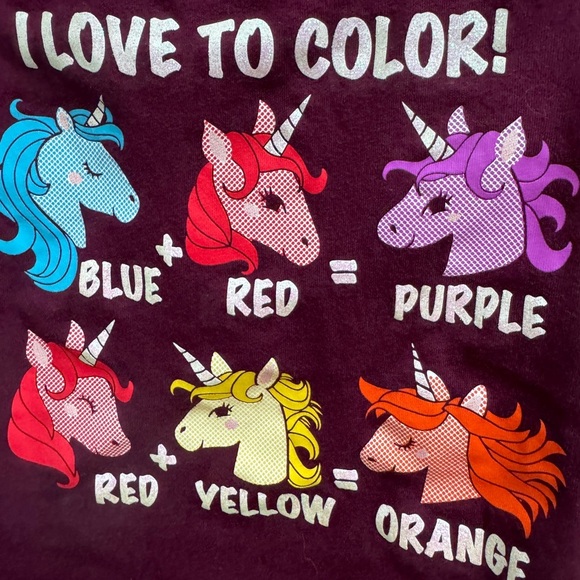 The Children’s Place 3T Girls I Love to Color Unicorn Short Sleeve Shirt Blouse - Picture 2 of 4